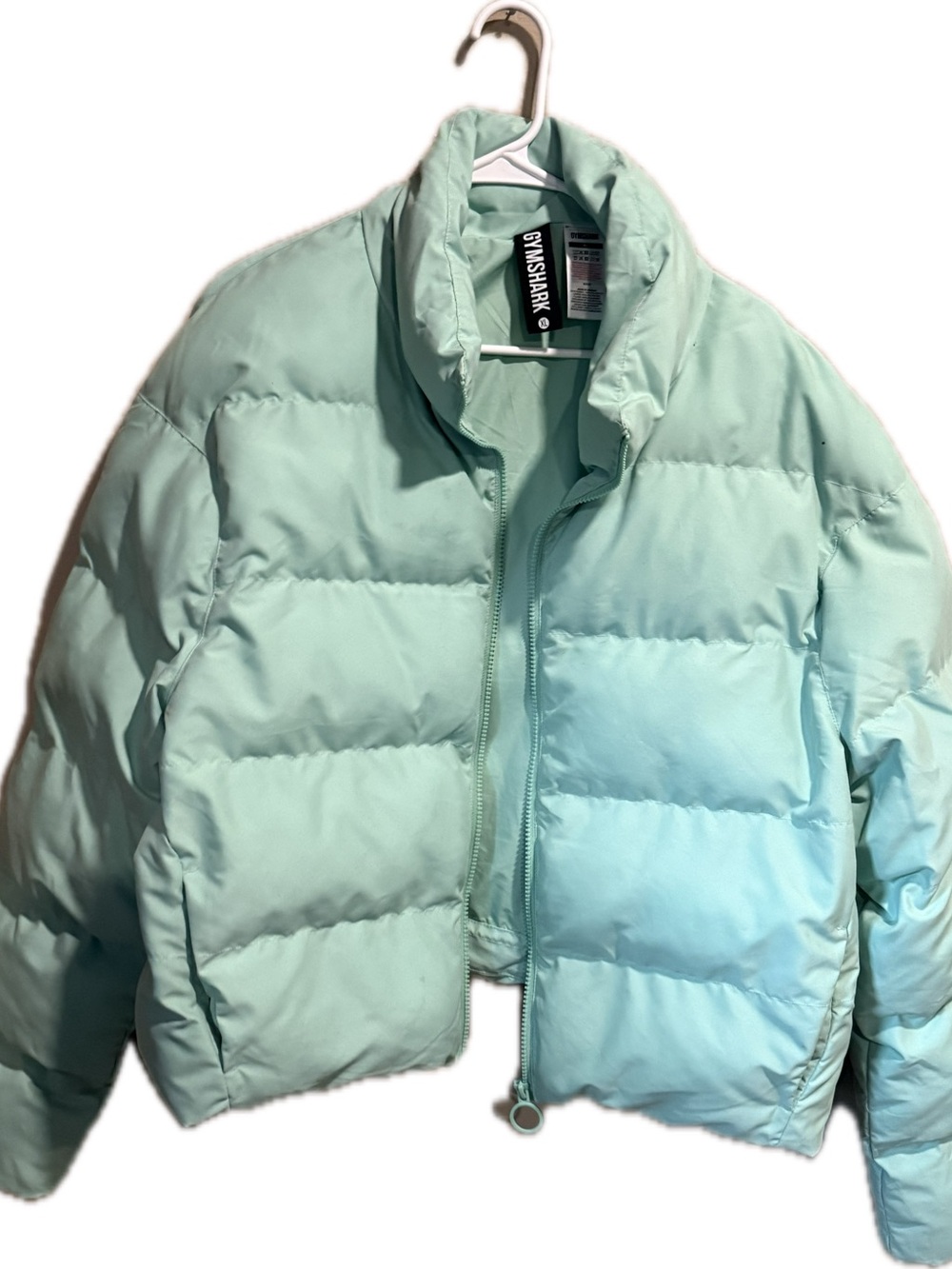 Gymshark Mint Green Cropped Puffer Jacket